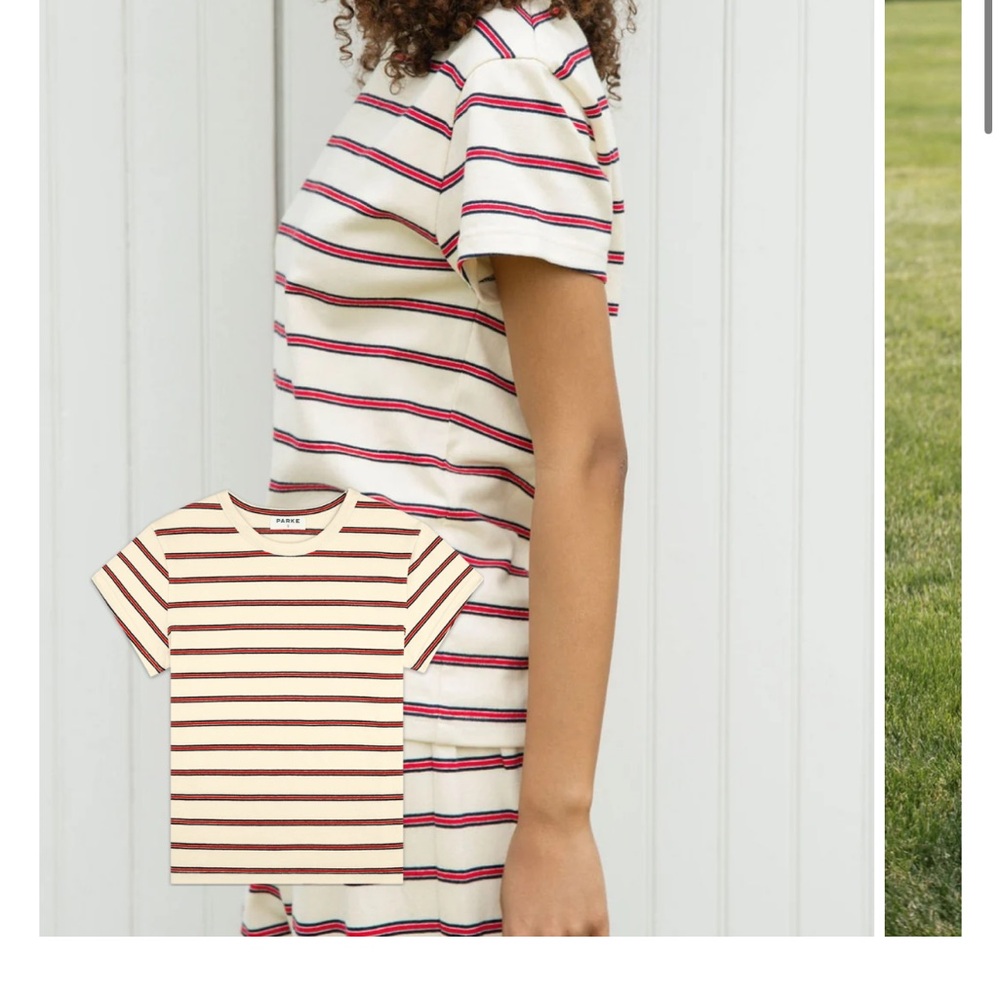 Cream and Brown Short Sleeve Tee